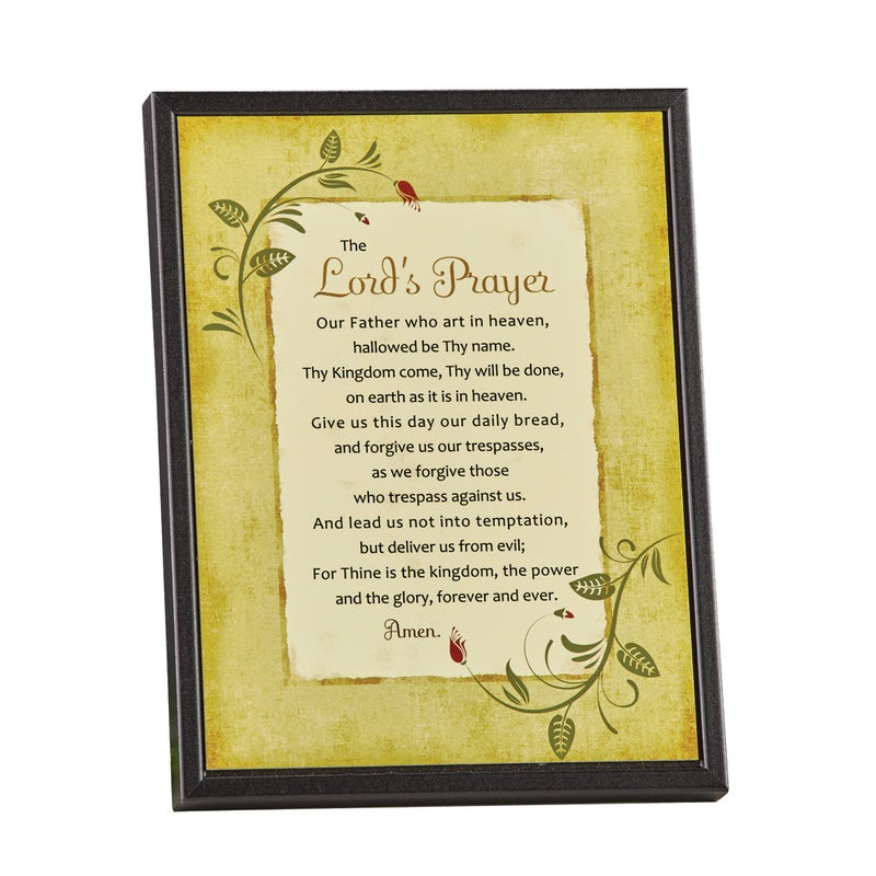 DEXSA Lord's Prayer Wood Framed Plaque Inspiring Quote -6.5"x8.5" Frame Wall & Tabletop Decoration | Easel & Hanging Hook | Our Father, who Art in Heaven, Hallowed be Thy Name | Made in the USA - Image 1